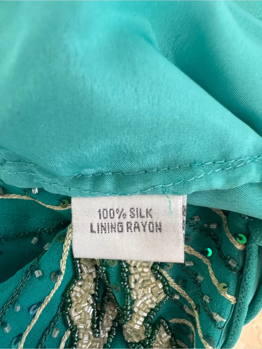 Beaded Teal Halter Top. Size M - Picture 6 of 7